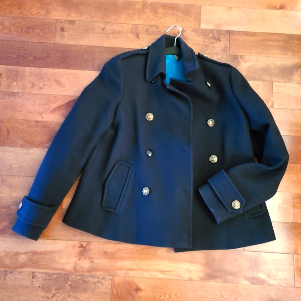 Blue coat hip length